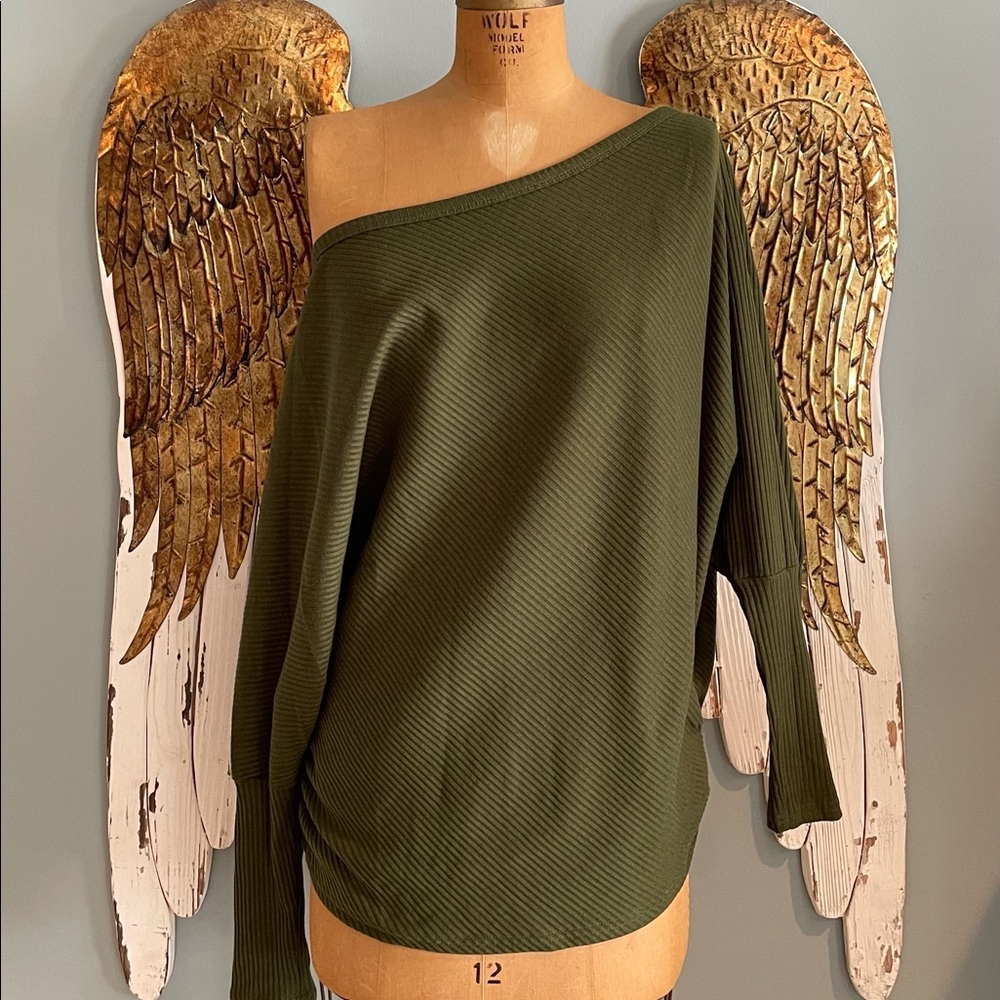 Olive Green Off The Shoulder Top